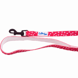 Cutie Ties Fun Design Dog Leash (Color: Paw Prints & Hearts Red, Size: Large)