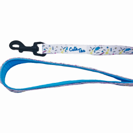 Cutie Ties Fun Design Dog Leash (Color: Dino Doggy White, Size: Small)