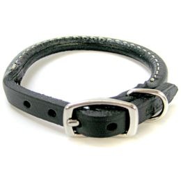 Circle T Rounded Collar Black Leather (Size: 10"L x 3/8"W)