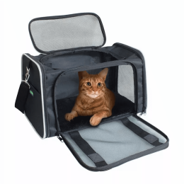 GOOPAWS Soft-Sided Kennel Pet Carrier for Small Dogs, Cats, Puppy, Airline Approved Cat Carriers Dog Carrier Collapsible, Travel Handbag & Car Seat (Color: Black / Grey, Size: 17" x 10" x 11.5")