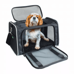 GOOPAWS Soft-Sided Kennel Pet Carrier for Small Dogs, Cats, Puppy, Airline Approved Cat Carriers Dog Carrier Collapsible, Travel Handbag & Car Seat (Color: Black / Grey, Size: 19" x 12" x 12")