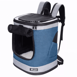 JESPET Pet Backpack Carrier for Small Dog, Puppy, Soft Carrier Backpack Ideal for Traveling, Hiking, Walking and Outdoor Activities with Family (Color: Blue Grey, Size: 13"x 12"x 17")