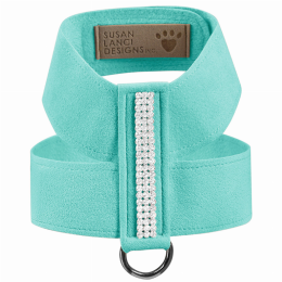 Susan Lanci Designs 3 Row Giltmore Crystals Tinkie Harness (Color: Tiffi Blue, Size: Medium)