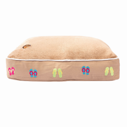 Halo Flip Flops Rectangular Dog Bed (Color: Safari, Size: L)