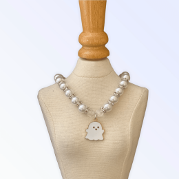 My Fa-BOO-Lous Pearl Ghost Necklace (Color: White, Size: Small)