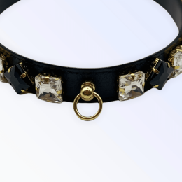 My Rhinestone Glam Collar (Color: Black, Size: 12")