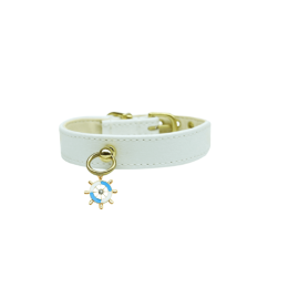 Nautical Dog Charm Collar (Color: White, Size: 10")