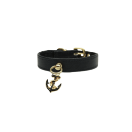 Nautical Dog Charm Collar (Color: Black, Size: 10")