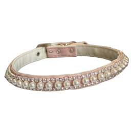 Pretty in Pink Pearl and Rhinestone Collar (Color: Pink, Size: 10'')