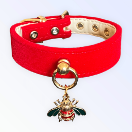 Red Velvet Bee Collar (Size: 10")