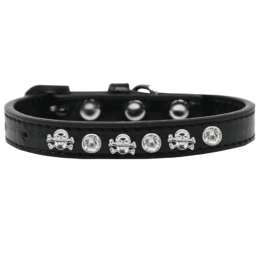 Skull Studded Collar (Color: Black, Size: 12")