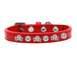 Skull Studded Collar (Color: Red, Size: 10")