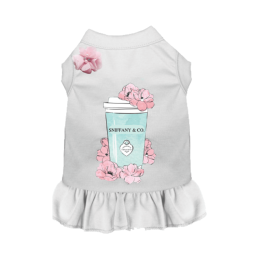 Sniffany and Coffee Dog Dress (Color: White, Size: X Small)