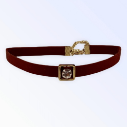 Burgundy Buckle Necklace (Size: Small)