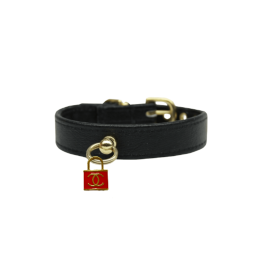 CC Lock Charm Collar (Color: Red, Size: 12")