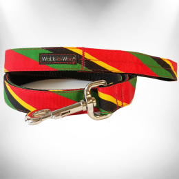 Stripes Dog Leash (Color: Rasta, Size: THIN 5/8" width- 5' long)