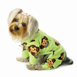 Silly Monkey Fleece Turtleneck Pajamas (Color: Lime, Size: Large)