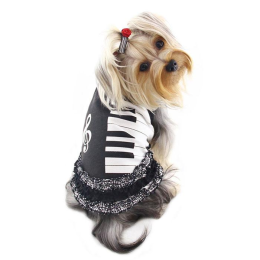 Adorable Piano Dress with Ruffles (Color: Black/White, Size: Small)