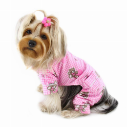 Adorable Teddy Bear Love Flannel PJ (Color: Pink, Size: XS)