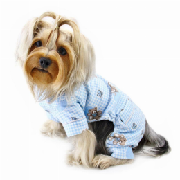 Adorable Teddy Bear Love Flannel PJ (Color: Light Blue, Size: XS)