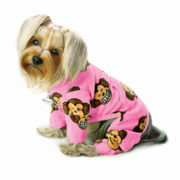 Silly Monkey Fleece Turtleneck Pajamas (Color: Pink, Size: XS)