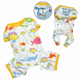 Knit Cotton Pajamas with Ocean Pals (Color: White, Size: XS)