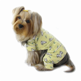 Hopping Bunny Flannel Pajamas (Color: Yellow, Size: XS)