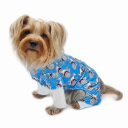 Ultra Soft Plush Minky Silly Sharks Pajamas (Color: Blue, Size: XS)