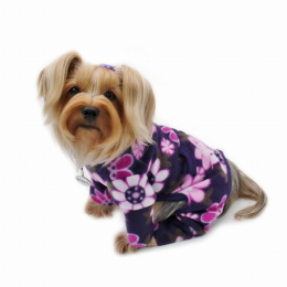 Midnight Garden Fleece Turtleneck Pajamas (Color: Violet, Size: XS)