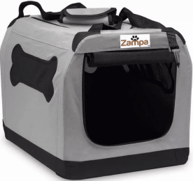 Zampa Pet Portable Crate, Comes with A Carrying Case (Color: Grey, Size: 19.5" x 13.5" x 13.5")