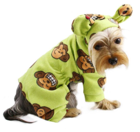 Adorable Silly Monkey Fleece Dog Pajamas/Bodysuit with Hood (Color: Lime, Size: XS)