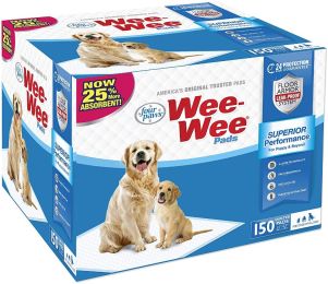 Four Paws Original Wee Wee Pads Floor Armor Leak-Proof System for All Dogs and Puppies (Size: 150 Count)