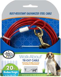 Four Paws Walk About Tie Out Cable Medium Weight for Dogs (Size: 20' long - 1 count)