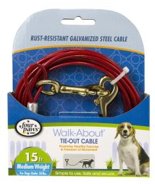 Four Paws Pet Select Walk-About Tie-Out Cable Medium Weight for Dogs up to 50 lbs (Size: 15' long - 1 count)