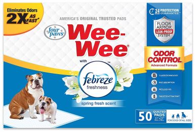 Four Paws Wee Wee Odor Control Pads with Fabreze Freshness (Size: 50 count)