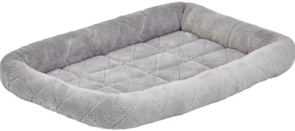 MidWest Quiet Time Deluxe Diamond Stitch Pet Bed Gray for Dogs (Size: X-Small - 1 count)