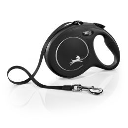 Flexi New Classic Retractable Tape Leash Black (Size: Large - 16' long)