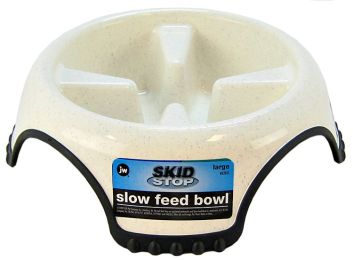 JW Pet Skid Stop Slow Feed Bowl (Size: Large - 1 count)