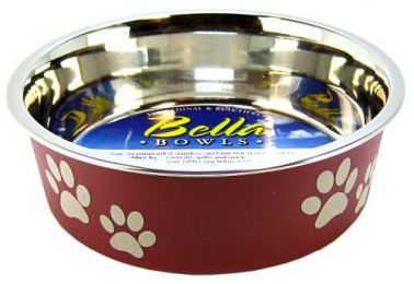 Loving Pets Merlot Stainless Steel Dish With Rubber Base (Size: Small - 1 count)