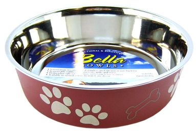 Loving Pets Merlot Stainless Steel Dish With Rubber Base (Size: Large - 1 count)