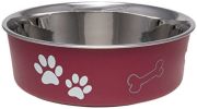 Loving Pets Merlot Stainless Steel Dish With Rubber Base