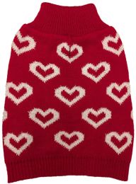 Fashion Pet All Over Hearts Dog Sweater Red (Size: Medium - 1 count)