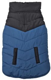 Fashion Pet Reversible Color Block Puffer Dog Jacket Blue (Size: X-Large - 1 count)