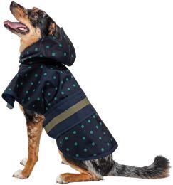 Fashion Pet Polka Dot Dog Raincoat Navy (Size: Large - 1 count)