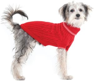 Fashion Pet Classic Cable Knit Dog Sweaters Red (Size: Medium - 1 count)